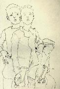 Egon Schiele Three Street Urchins oil